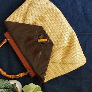 𝅺straw Purse/Handbag with Bamboo Handle The Limited